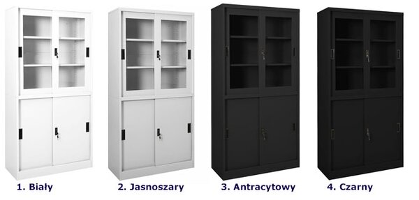 Antracytowa szafa biurowa zamykana na klucz D4-R15