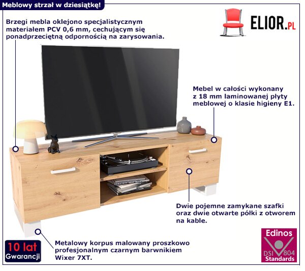 Skandynawska szafka RTV pod telewizor dąb artisan + biały K7-P42