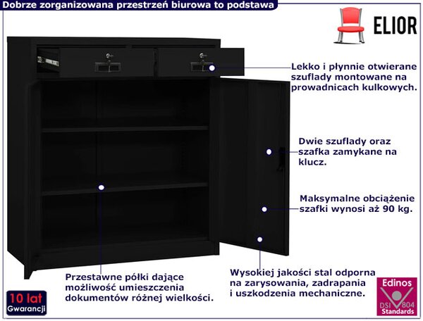 Czarna szafka na dokumenty na klucz F4-R57