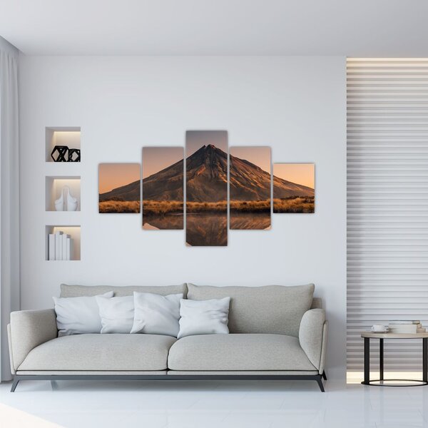 Obraz odbicia góry Taranaki, Nowa Zelandia (125x70 cm)