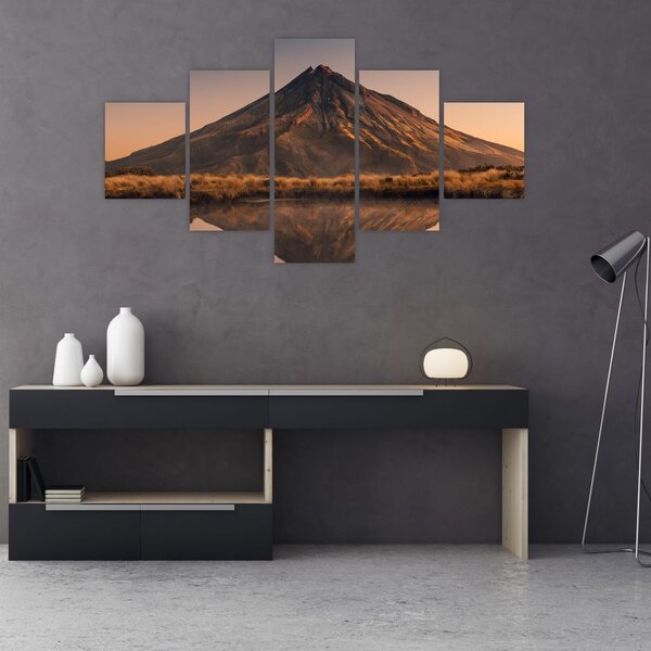 Obraz odbicia góry Taranaki, Nowa Zelandia (125x70 cm)