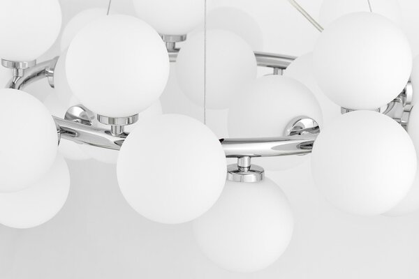 LAMPA WISZĄCA NOWOCZESNA CHROMOWANA BIAŁE KULE MARSIADA 25