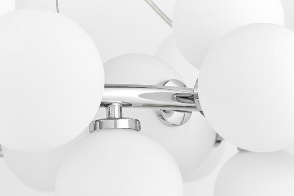 LAMPA WISZĄCA NOWOCZESNA CHROMOWANA BIAŁE KULE MARSIADA 25