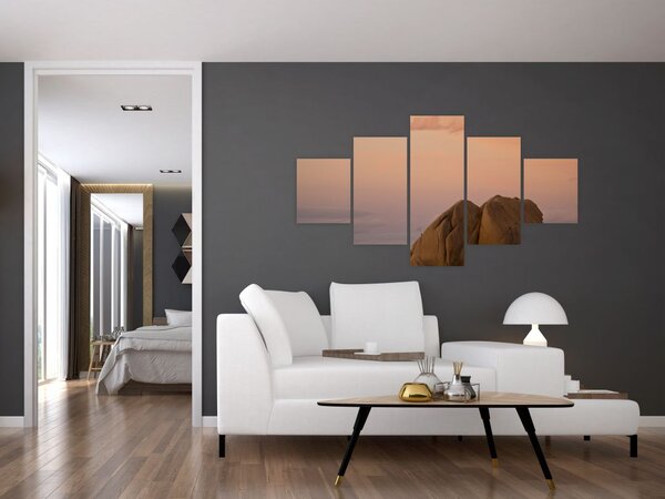 Obraz zachodu słońca w skałach (125x70 cm)