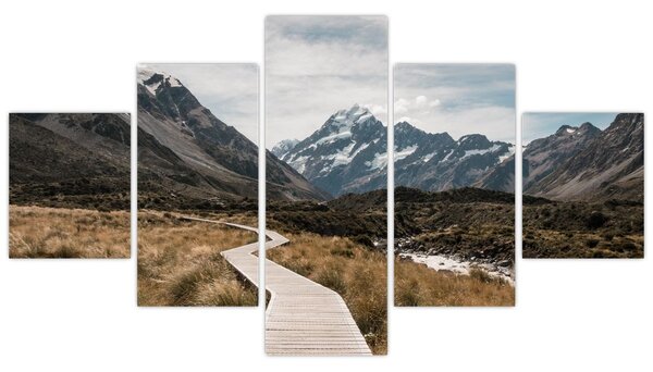 Obraz - Chodnik w dolinie góry Mt. Cook (125x70 cm)