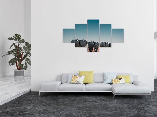 Obraz - Odejście słoni (125x70 cm)