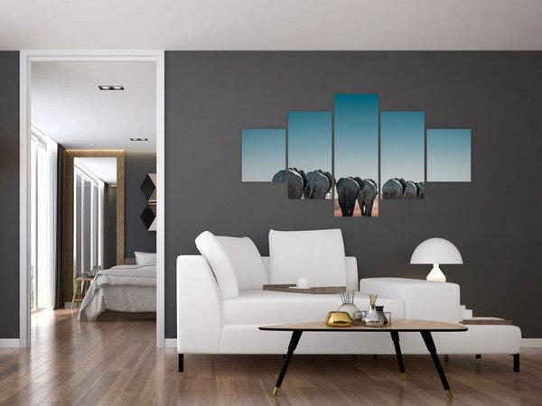 Obraz - Odejście słoni (125x70 cm)