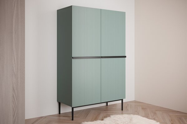 Kredens Nicole z metalowymi uchwytami i nogami 100 cm - szałwia / czarne nóżki - Limitowana oferta