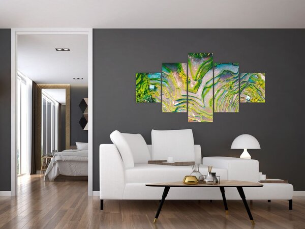 Obraz pól ryżowych z lotu ptaka (125x70 cm)