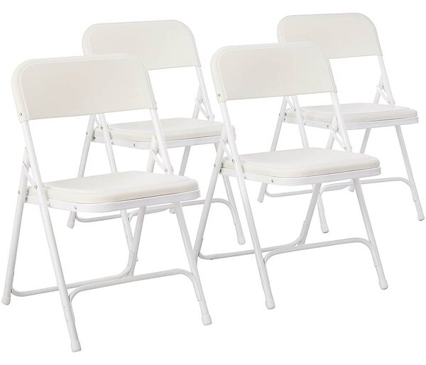 Krzesła składane, 4 szt, białe
