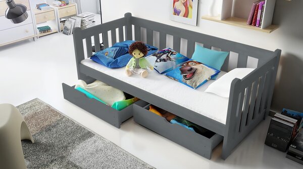 Łóżko dziecięce drewniane Swen DP 001 Grafit 90 x 190 cm
