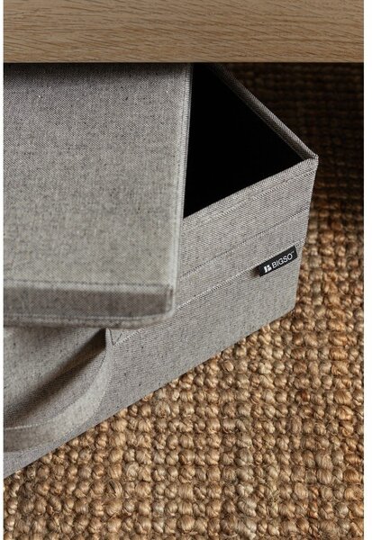 Szary tekstylny pojemnik z pokrywką 46x56x16 cm Soft Storage Low – Bigso