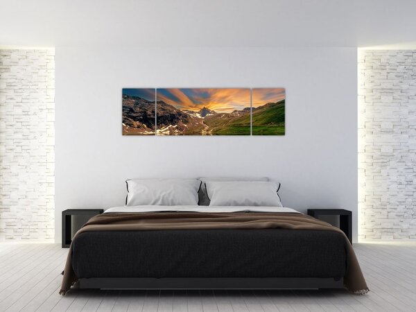 Obraz - Odbicie w górskim jeziorze (170x50 cm)