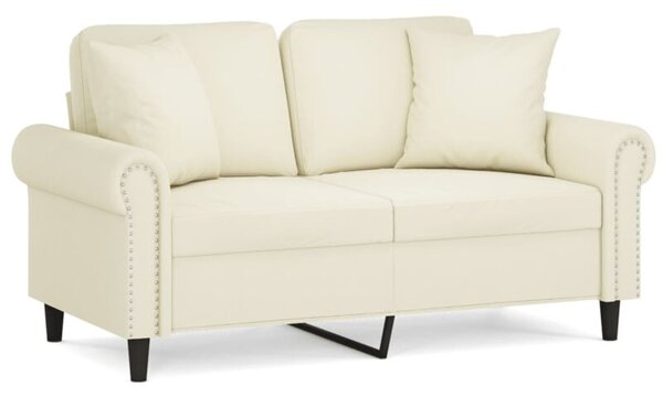 Sofa 2-osobowa z poduszkami, kremowa, 120 cm, aksamit
