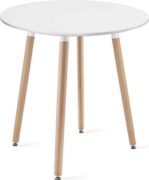 Stół KAMI Okrągły 60cm - biały / naturalne nogi