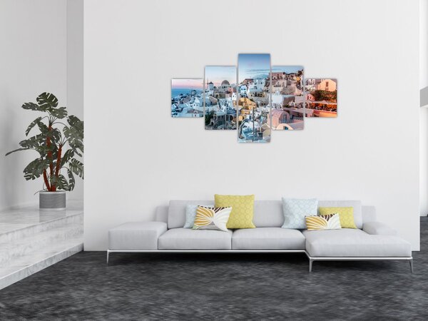 Obraz - Zmierzch na Santorini (125x70 cm)