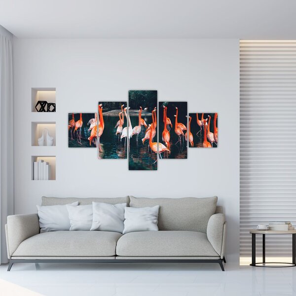 Obraz stada flamingów (125x70 cm)