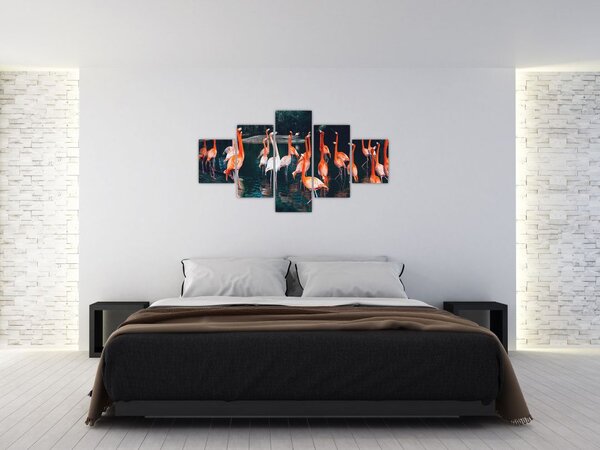 Obraz stada flamingów (125x70 cm)