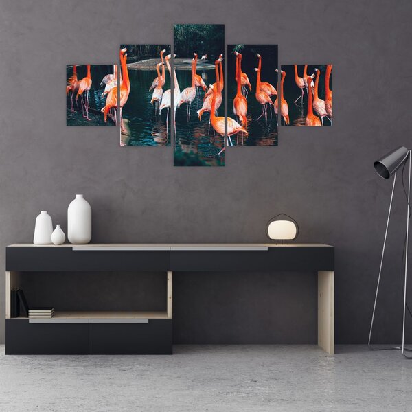 Obraz stada flamingów (125x70 cm)