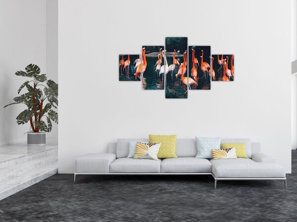 Obraz stada flamingów (125x70 cm)