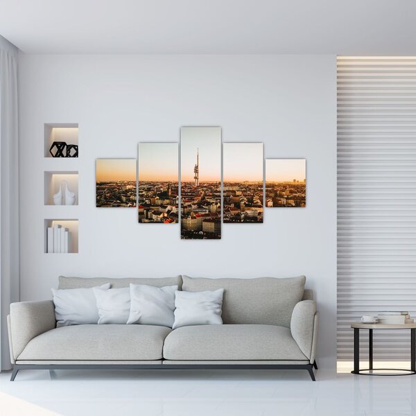 Obraz zachodu słońca nad Žižkov (125x70 cm)