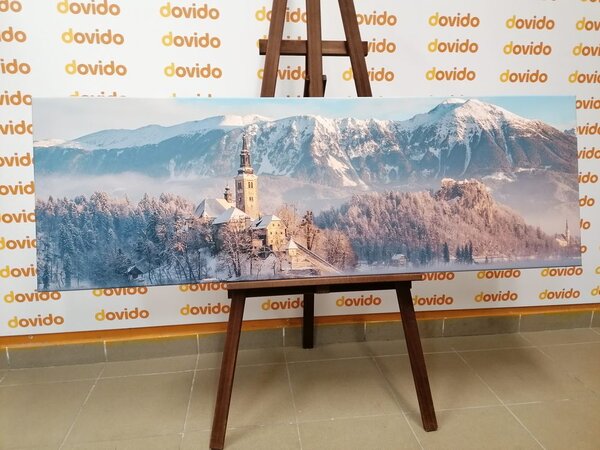 Obraz kościół nad jeziorem Bled w Słowenii
