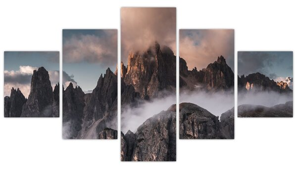 Obraz - Włoskie Dolomity ukryte we mgle (125x70 cm)