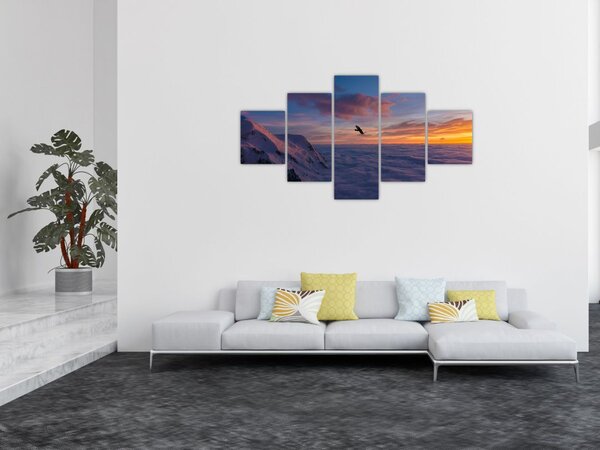 Obraz o zachodzie słońca, Mt. Blanc (125x70 cm)