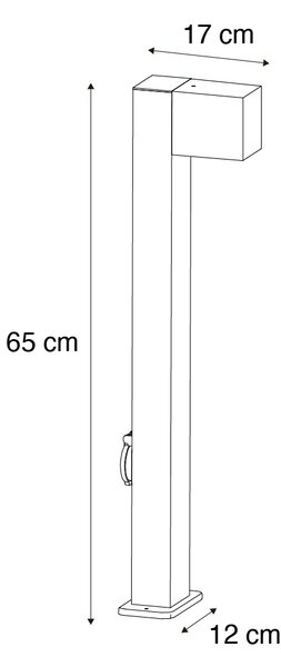 Lampa zewnętrzna czarna z kolcem do ziemi i dławikiem kablowym 65 cm z gniazdem IP44 - Baleno