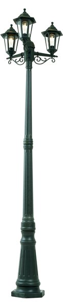 Klasyczna latarnia ogrodowa ciemnozielona 217cm 3-światła IP44 - New Haven