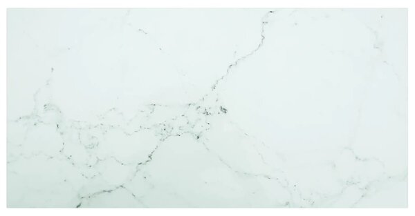 Blat stołu, biały, 100x50 cm, 6 mm, szkło ze wzorem marmuru