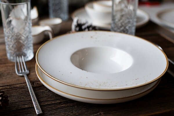 Mäser Płytki talerz Pintar White brązowe kropki 27cm