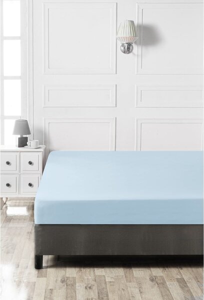 Jasnoniebieskie bawełniane prześcieradło z gumką 140x200 cm – Mijolnir
