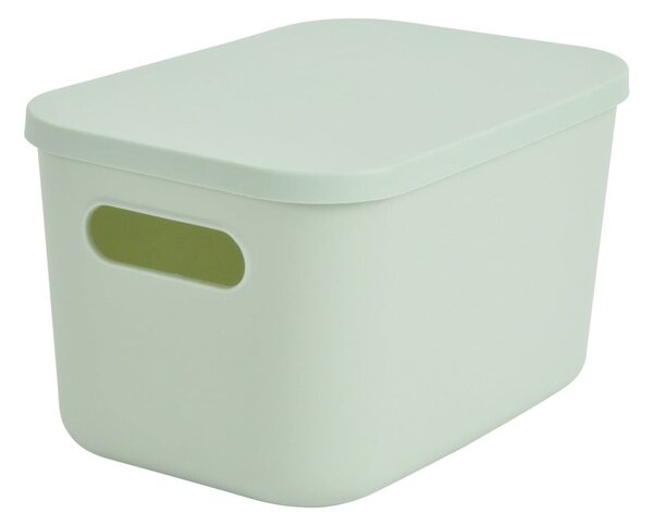 Jasnozielony plastikowy pojemnik z pokrywką 24,5x18x15 cm – Homéa