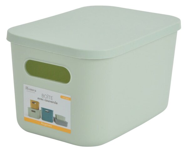 Jasnozielony plastikowy pojemnik z pokrywką 24,5x18x15 cm – Homéa