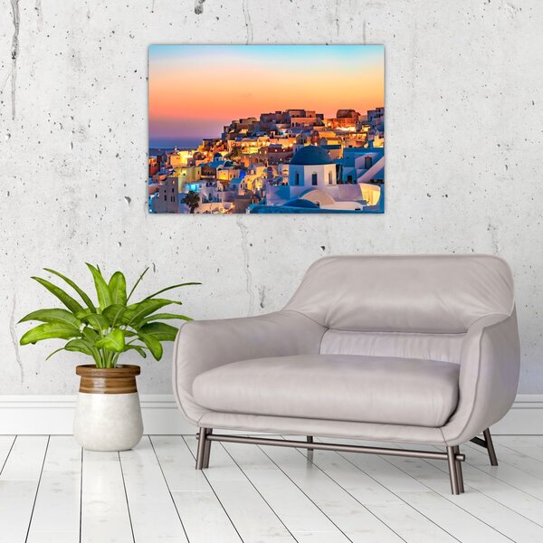 Obraz - Santorini o zmierzchu (70x50 cm)