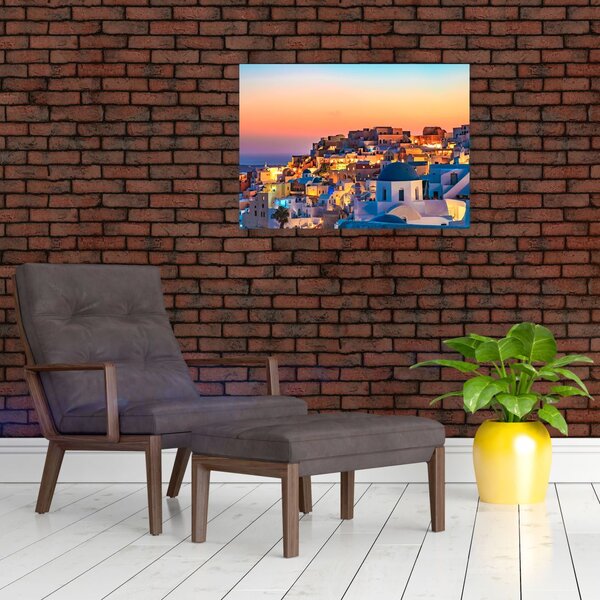 Obraz - Santorini o zmierzchu (70x50 cm)
