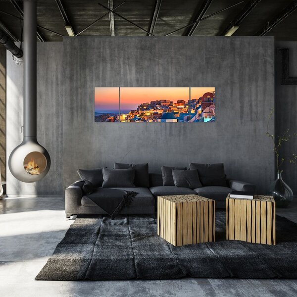 Obraz - Santorini o zmierzchu (170x50 cm)