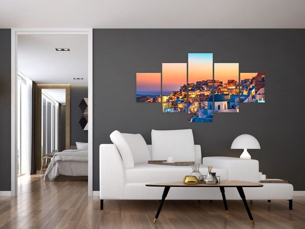 Obraz - Santorini o zmierzchu (125x70 cm)