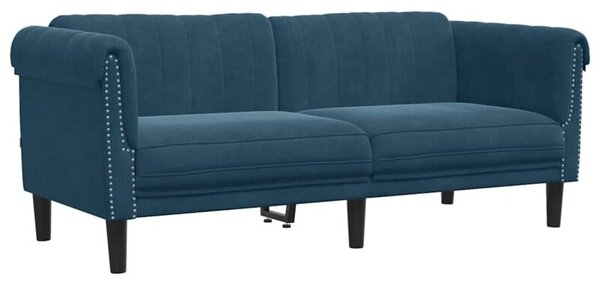 Sofa dwuosobowa, niebieska, aksamit