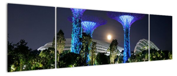 Obraz przedstawiający pełnię księżyca w ogrodach Singapuru (170x50 cm)