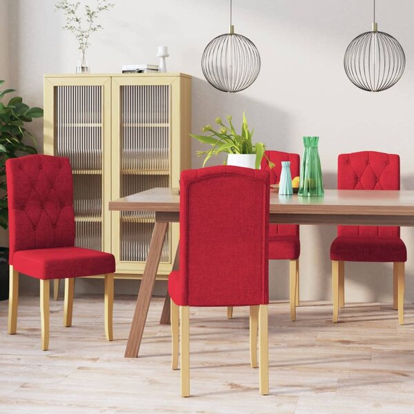 Krzesła stołowe, 4 szt., winna czerwień, tapicerowane tkaniną