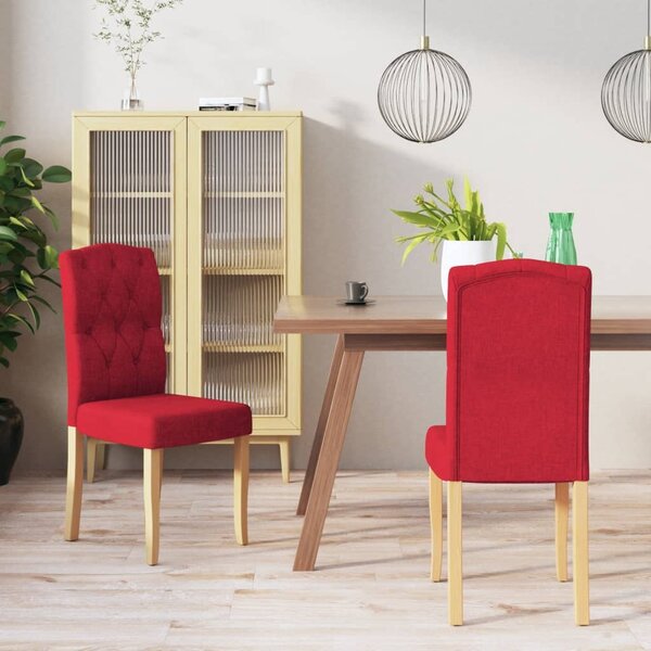 Krzesła stołowe, 2 szt., winna czerwień, tapicerowane tkaniną