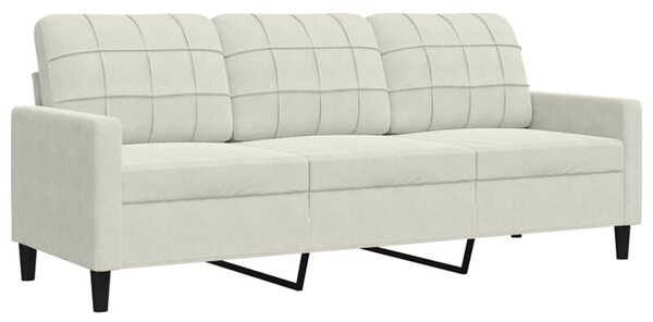 Sofa 3-osobowa, kremowy, 180 cm, tapicerowana aksamitem