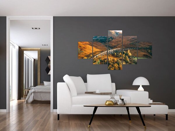Obraz mostu w szkockiej dolinie (125x70 cm)