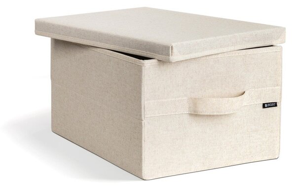Beżowy tekstylny pojemnik z pokrywką 31x41x22 cm Soft Storage Medium – Bigso