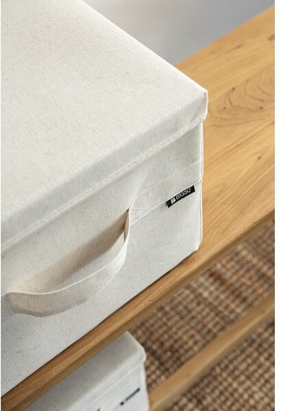 Beżowy tekstylny pojemnik z pokrywką 31x41x22 cm Soft Storage Medium – Bigso