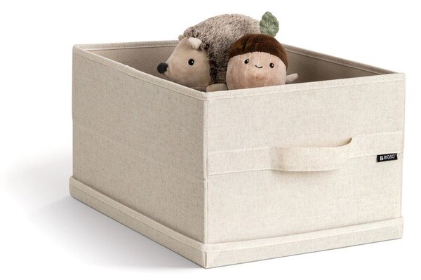 Beżowy tekstylny pojemnik z pokrywką 31x41x22 cm Soft Storage Medium – Bigso