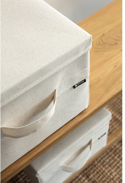 Beżowy tekstylny pojemnik z pokrywką 31x41x22 cm Soft Storage Medium – Bigso
