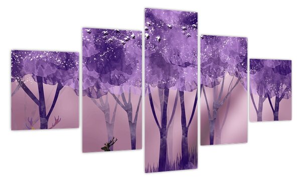 Obraz - Jeleń w magicznym lesie (125x70 cm)